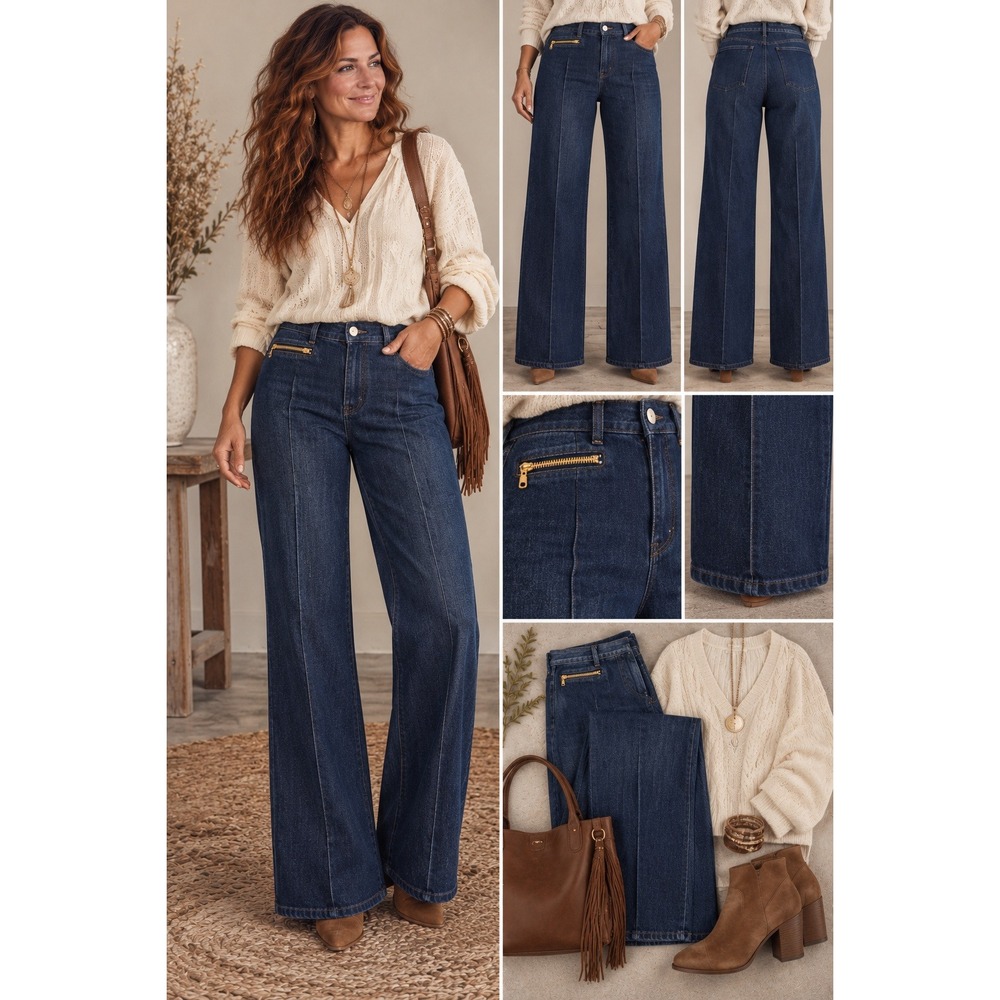 Spartina 449 Cadence Denim Trouser Jeans Midnight Marina Zip Hip Size 16